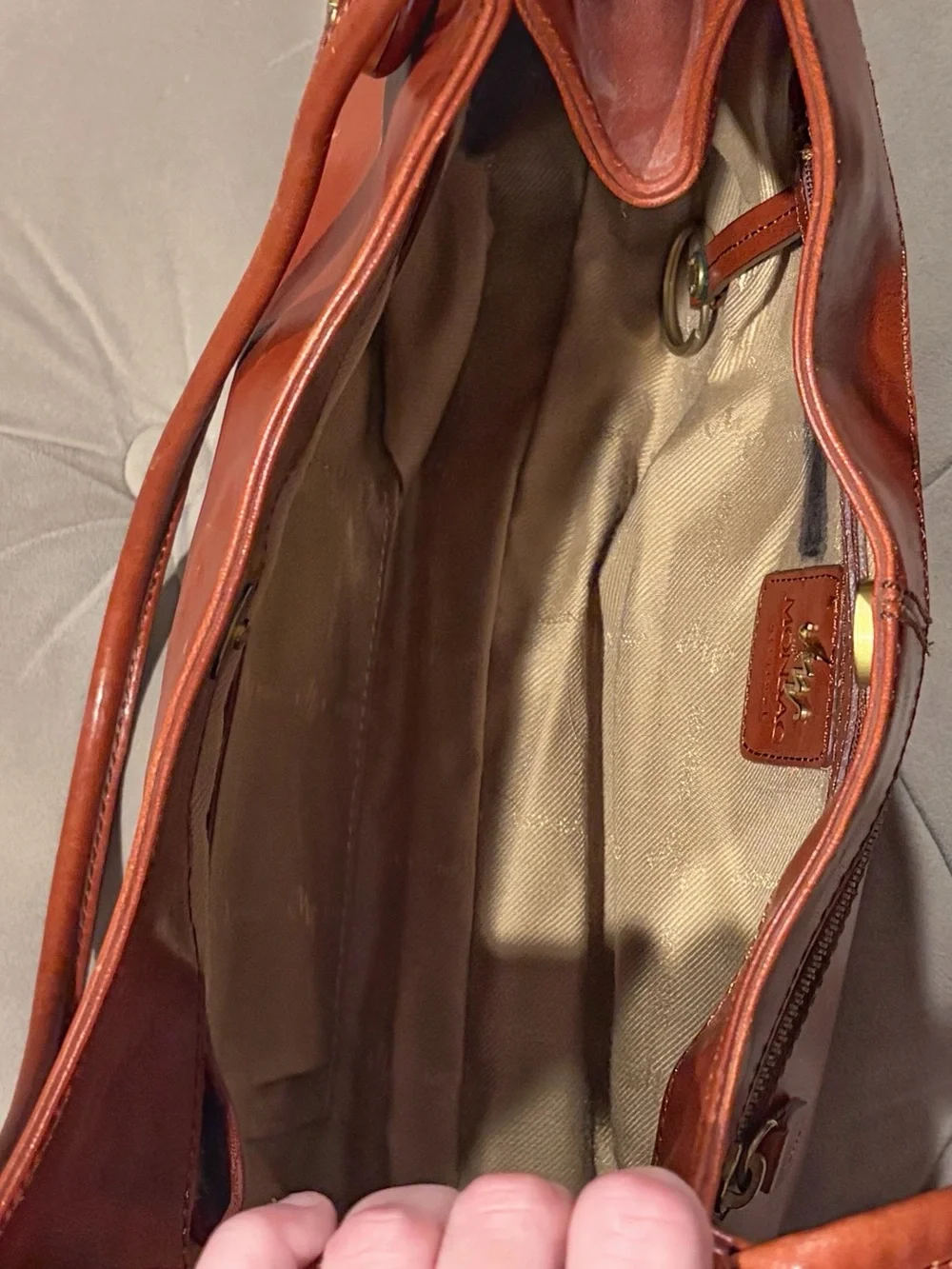 Vintage Monsac Whiskey Leather Baguette Shoulder Bag - Picture 6 of 8